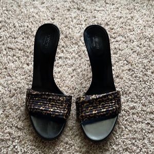 Gucci Black and Gold Heels